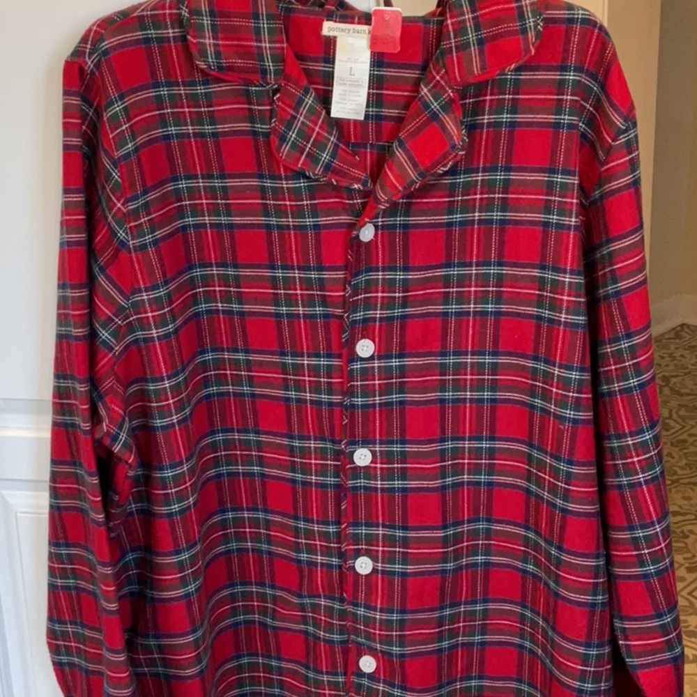 Pottery Barn Kids adult flannel pajama shirt